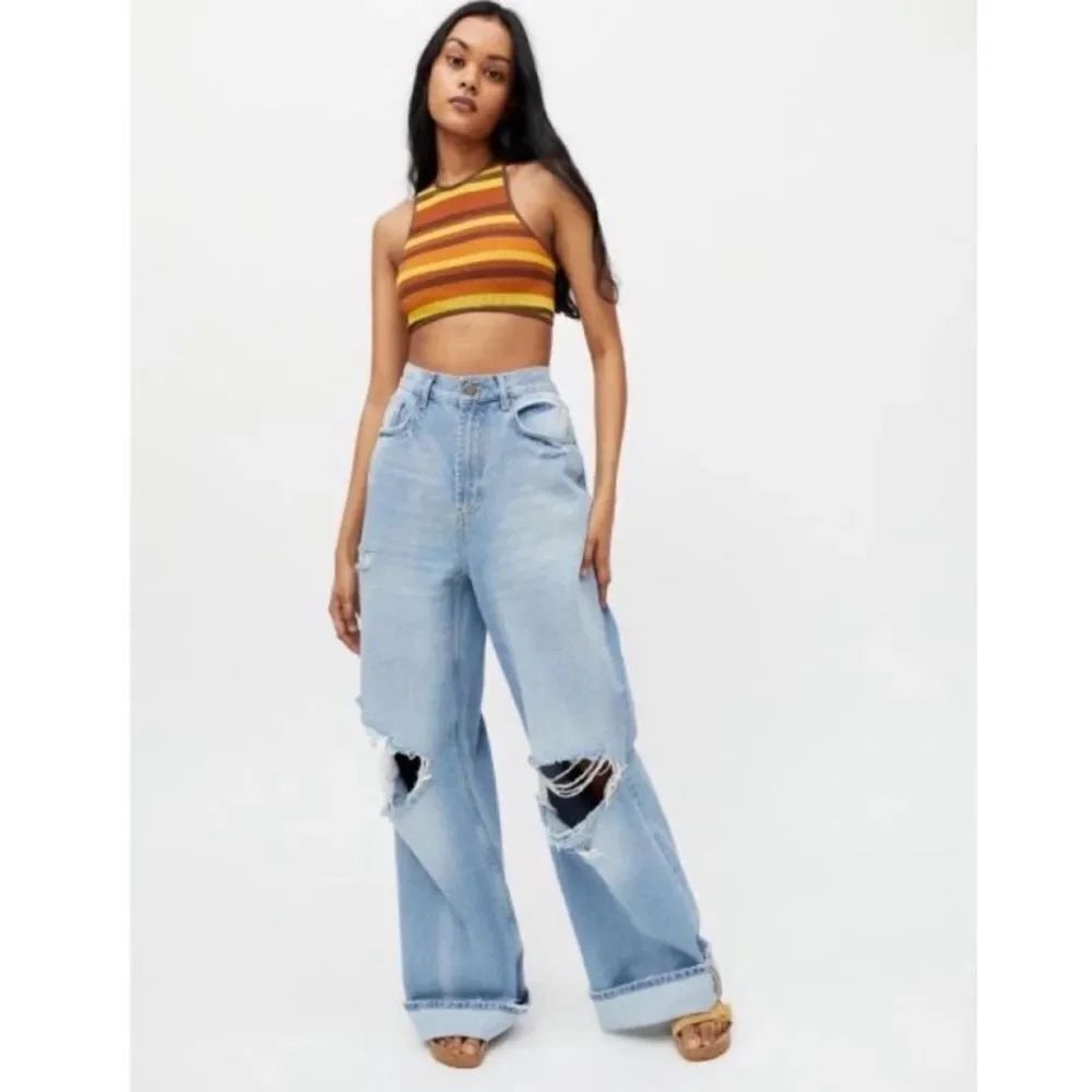 Urban Outfitters BDG High Waisted Skater Baggy Jean Distressed Size 34